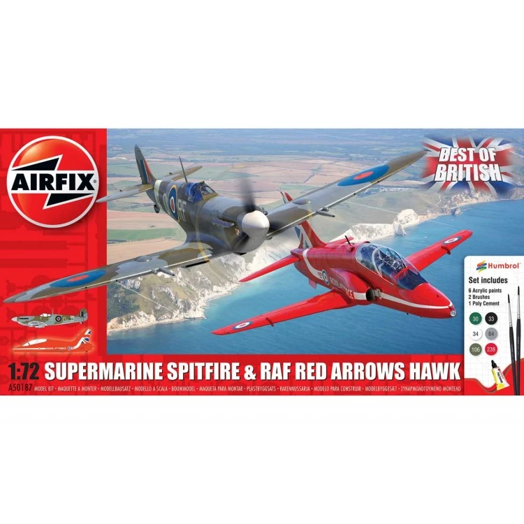 Airfix 1:72 Best Of British Supermarine Spitfire & RAF Red Arrows Hawk A50187 3 Airfix 1:72 Best Of British Supermarine Spitfire & RAF Red Arrows Hawk A50187