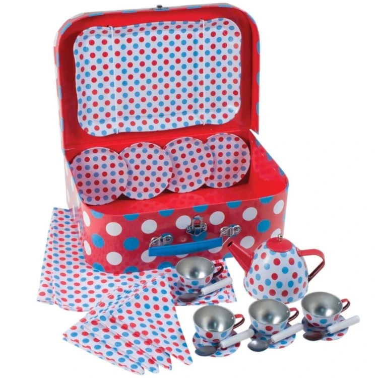 Bigjigs Spotty Tin Tea Set In A Case BJ632 4 Bigjigs Spotty Tin Tea Set In A Case BJ632 - Image 2
